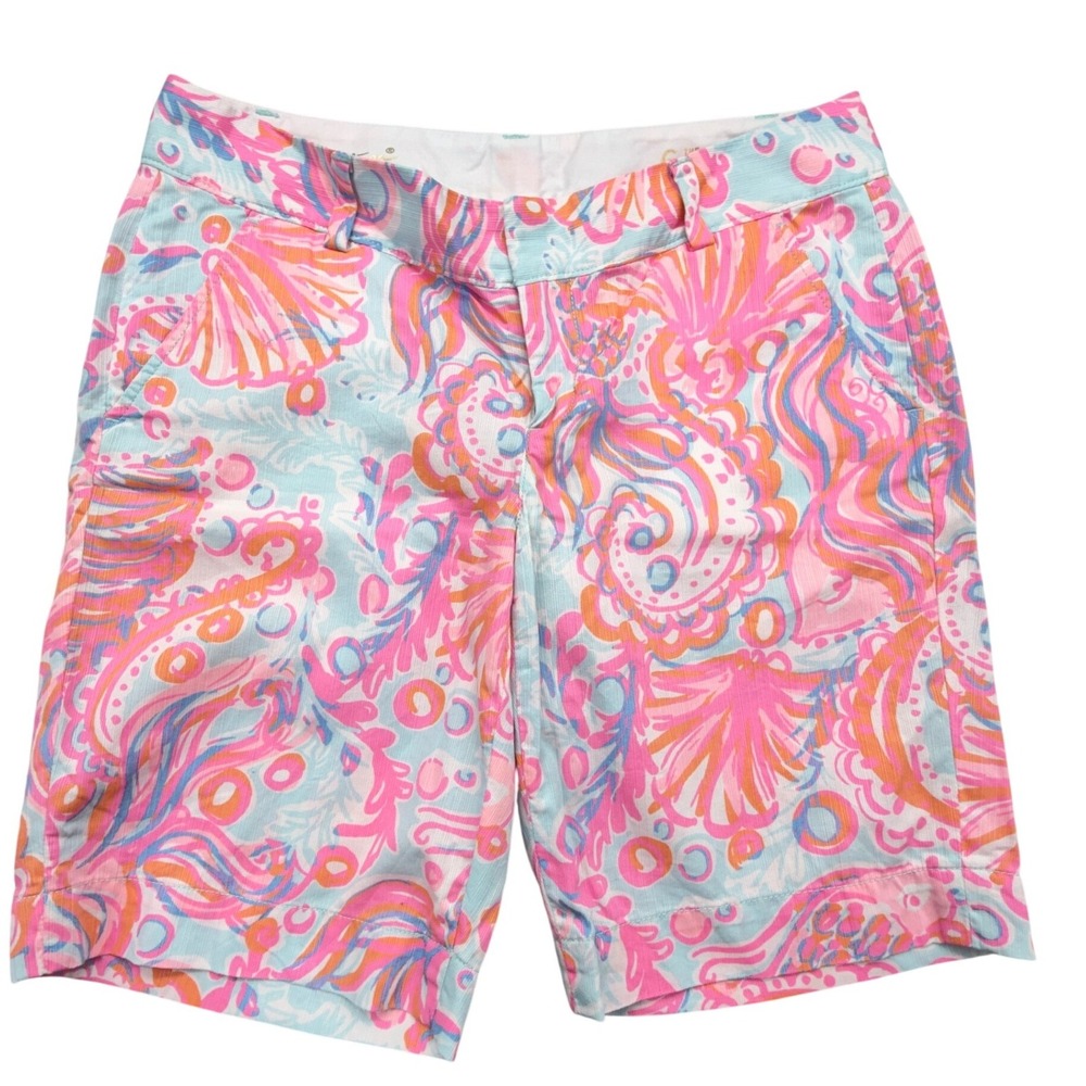 Lilly Pulitzer The Chipper Bermuda Shorts Sz 8 Psychedelic Sea Shell Print